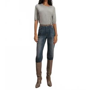 NEW VERONICA BEARD shana cashmere half sleeve sweater in heather grey